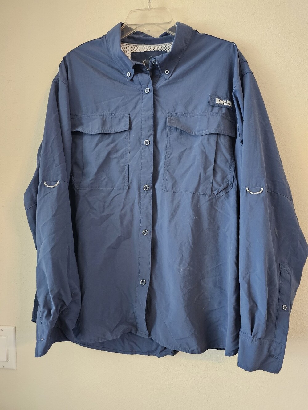 Bass Pro Shops Men’s Blue Long-Sleeve Button-Down Fishing Shirt